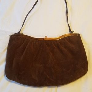 Vintage suede and gold bag